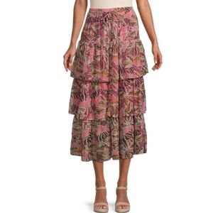 {Elan} Printed Ruffle Maxi Skirt - Size M